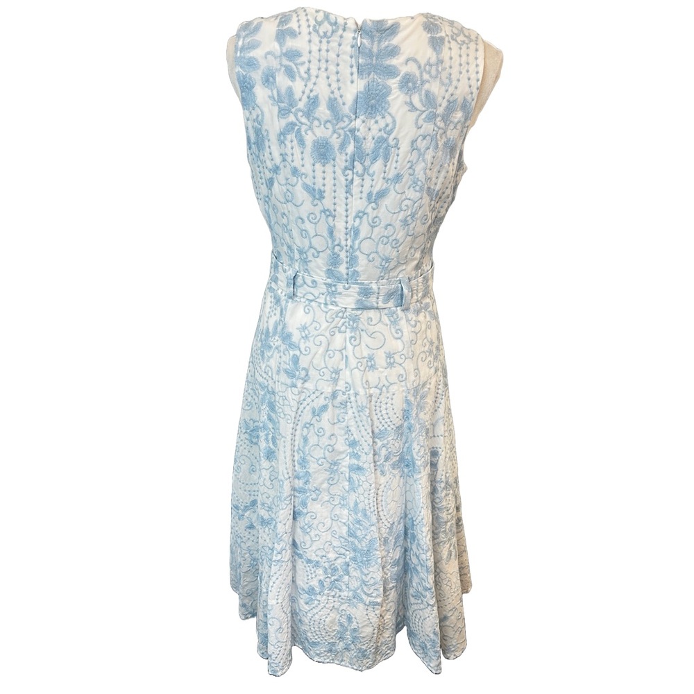 Calvin Klein White and Light Blue Lace Midi Dress - Picture 3 of 11